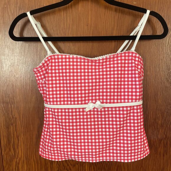Zaful Other - Zaful Red White Plaid Gingham Swim Bathing Suit Top Bikini Lined Padded Small